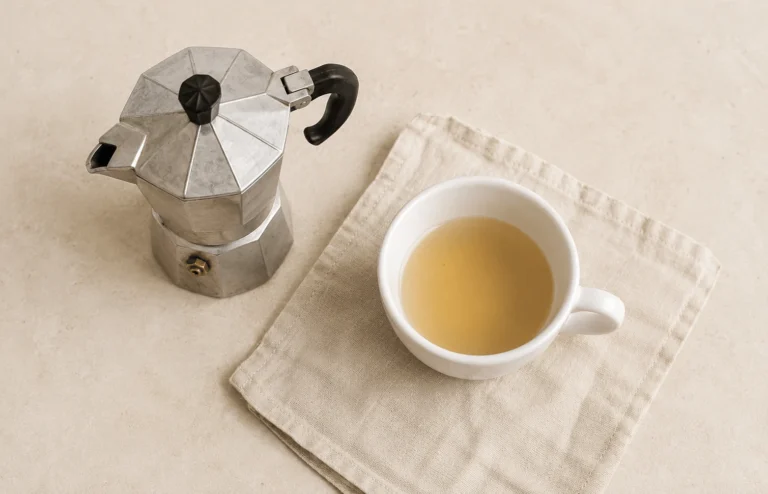 Caffè macinato con la giusta consistenza per la moka accanto a una moka classica