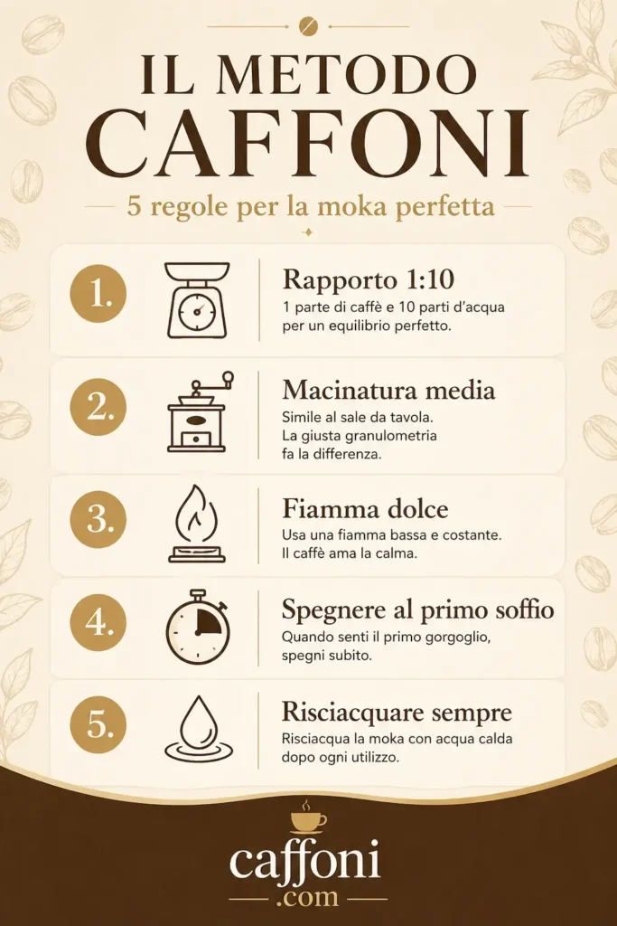 Metodo Caffoni: le 5 regole per evitare gli errori più comuni con la moka